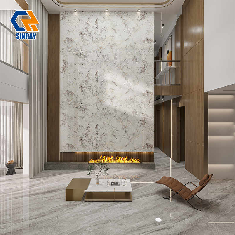 ZS90180-1308 Indoor & Outdoor Weatherproof Sintered Stone Sheets, UV Stable Anti-Fade Wear Resistant Stone Panels for Hotel Mall Office Commercial Renovation Engineering Projects