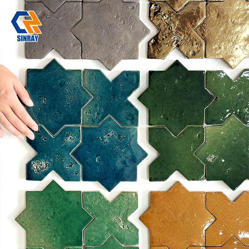 Handmade Rustic Terracotta Wall Tiles, Uneven Artisan Glaze Cracked Ice Texture Waterproof Decor Tiles For Mediterranean Kitchen Backsplash Shower Niche Cafe Accent Wall