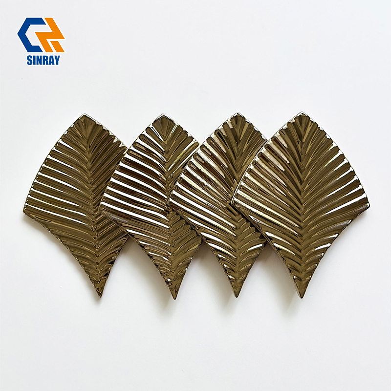 Forest Green Banana Leaf Hand Pressed Clay Tiles, Aged Crackle Glaze Unique Tactile Texture Decor Wall Panels For Cafe B&B Boutique Hotel Tropical Accent Wall Projects