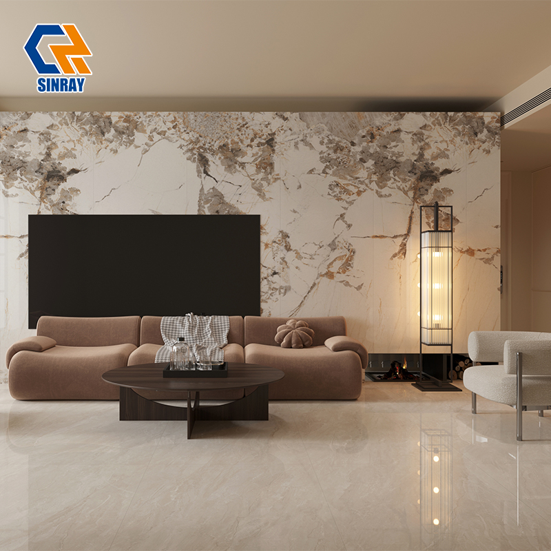 ZS927123 Natural Marble Texture Sintered Stone Compact Surfaces, Anti-Bacterial Food-Grade Stain Repellent Slabs for Kitchen Islands, Wash Vanities and Custom Furniture Tops