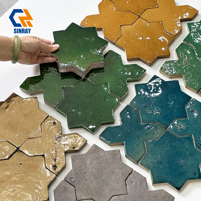 Handmade Rustic Terracotta Wall Tiles, Uneven Artisan Glaze Cracked Ice Texture Waterproof Decor Tiles For Mediterranean Kitchen Backsplash Shower Niche Cafe Accent Wall