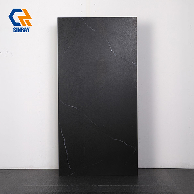 BM6H612011 Spanish Nero Marquina Marble Look Sintered Stone Panels, Heat Stain Scratch Resistant Food-Grade Slabs for Villa Kitchen Island, Bar Counter & Vanity Top Decoration
