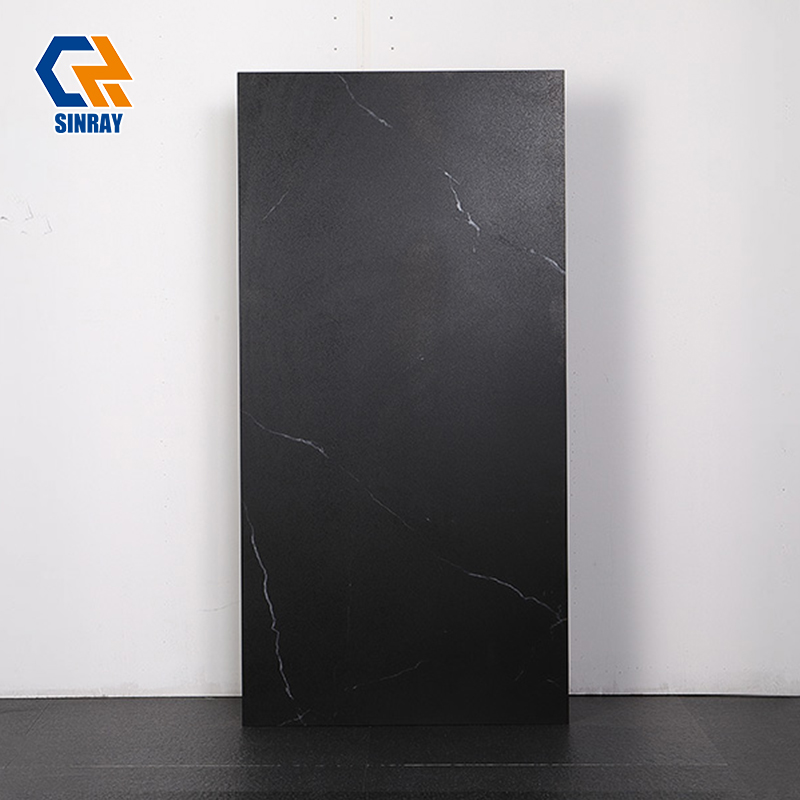 BM6H612011 Spanish Nero Marquina Marble Look Sintered Stone Panels, Heat Stain Scratch Resistant Food-Grade Slabs for Villa Kitchen Island, Bar Counter & Vanity Top Decoration