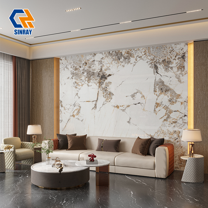 ZS80260-908 800x2600mm Large Format Sintered Stone Slabs, Heat & Stain Resistant Scratch Proof Porcelain Slab For Kitchen Countertop Wall Cladding Floor Decoration