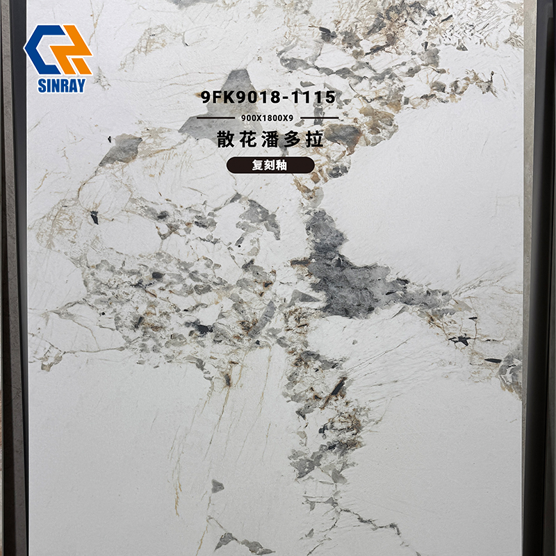 9FK9018-1115 Commercial Grade Large Sintered Stone Slabs, Multi Patterns Optional Heat Resistant Non-Porous Stone Sheets for Shopping Center Restaurant Decoration Projects