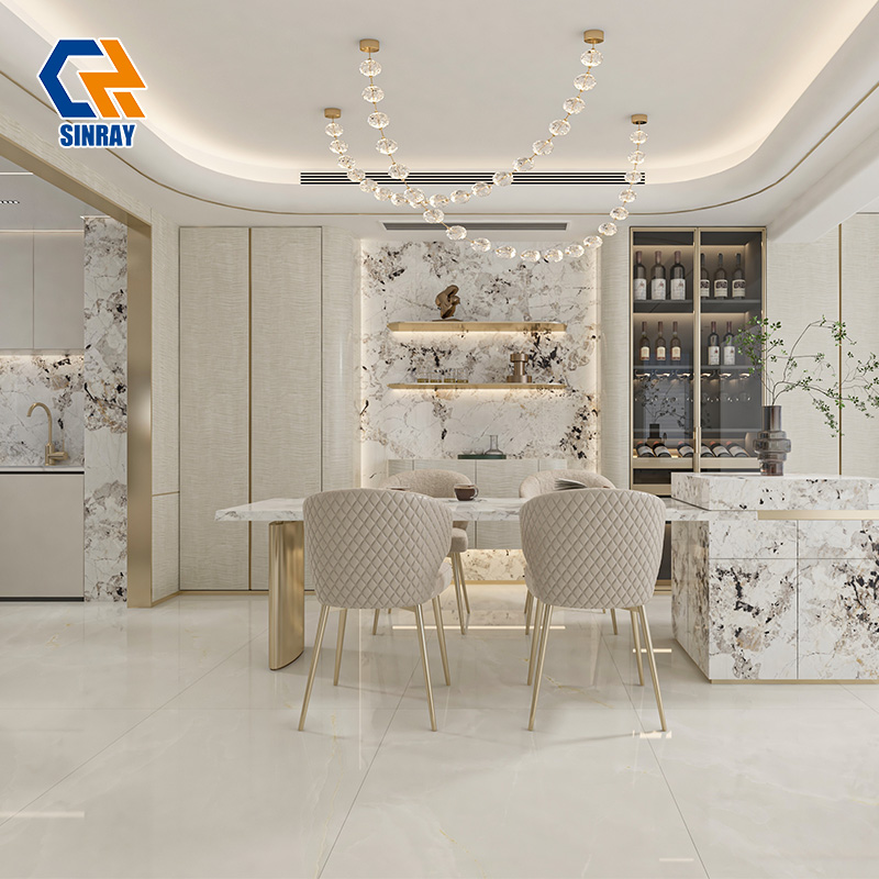 90180TRS-715 High Temperature Resistant Sintered Stone Slabs, Anti-Fouling Stain Repellent Compact Stone Panels Ideal for Bar Tops and Cooking Counter Surfaces
