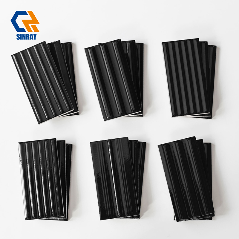 Midnight Black Bejmat Zellige Subway Tiles, Hand-Glazed Dark Moroccan Clay Tiles Oil Coffee Stain Proof For Bar Counter Background Hotel Lobby Feature Walls