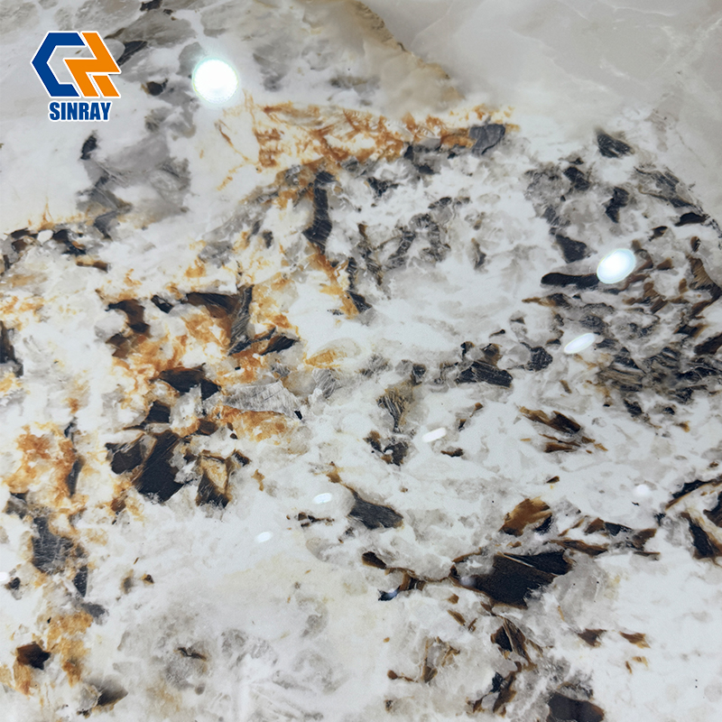 ZS90180-213 Large Through-Body Sintered Stone Slabs, High Mohs Hardness Anti-Scratch Heat Resistant Non-Porous Stone Panels for Countertops, Wall Panels and Indoor Flooring
