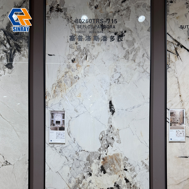 80260TRS-715 800x2600mm High Hardness Sintered Stone Surfaces, Zero Water Absorption Wear Resistant Large Slabs For Indoor & Outdoor Construction Projects
