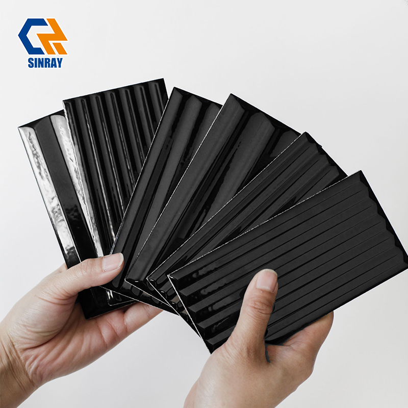 Midnight Black Bejmat Zellige Subway Tiles, Hand-Glazed Dark Moroccan Clay Tiles Oil Coffee Stain Proof For Bar Counter Background Hotel Lobby Feature Walls