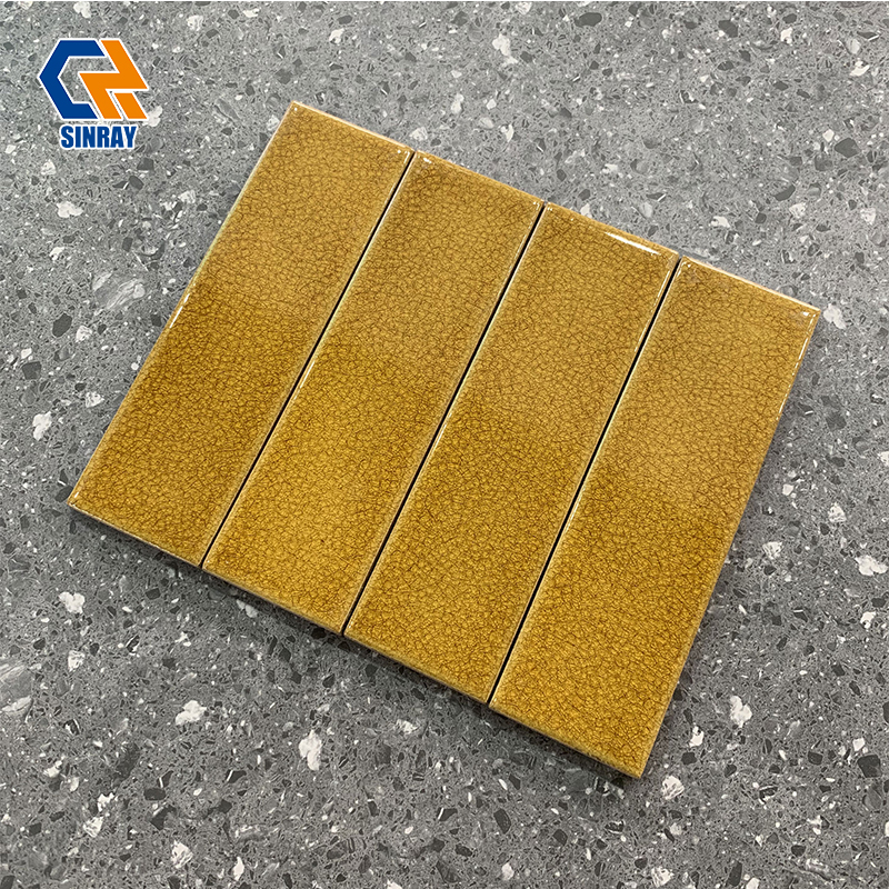  Handmade Clay Crackle Glaze Wall Tiles Natural Fine Ice Crack Texture Waterproof For Kitchen Backsplash Shower Niche Fireplace Surround Mediterranean Villa Deco