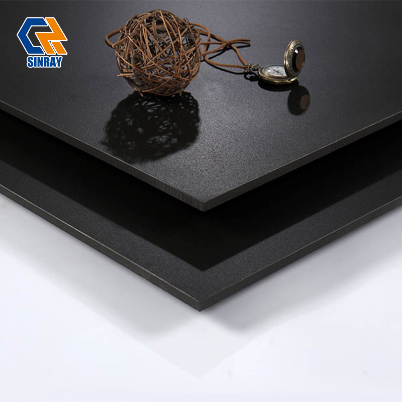 BM6001 Stylish Solid Black Porcelain Wall Floor Tiles, Moisture Proof Spill Resistant Dark Tiles Matching Light Cabinets & White Wall Decor