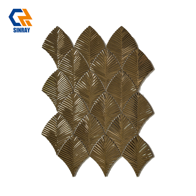 Forest Green Banana Leaf Hand Pressed Clay Tiles, Aged Crackle Glaze Unique Tactile Texture Decor Wall Panels For Cafe B&B Boutique Hotel Tropical Accent Wall Projects