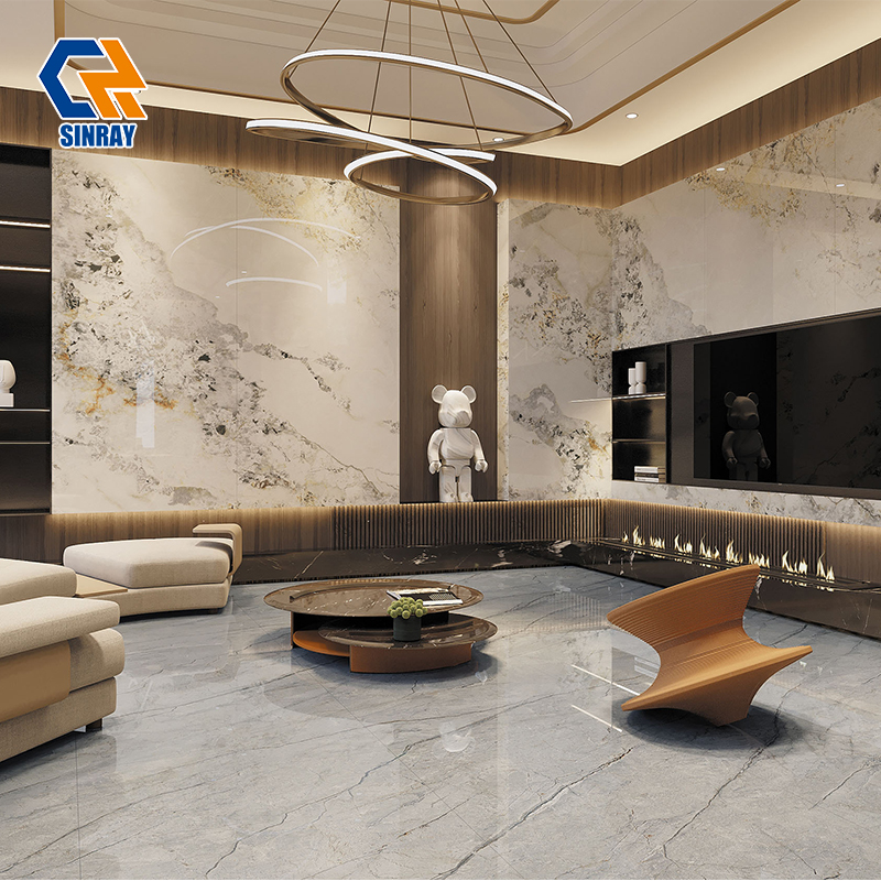 ZS90180-213 Large Through-Body Sintered Stone Slabs, High Mohs Hardness Anti-Scratch Heat Resistant Non-Porous Stone Panels for Countertops, Wall Panels and Indoor Flooring