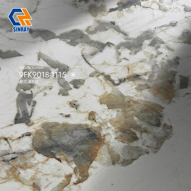 9FK9018-1115 Commercial Grade Large Sintered Stone Slabs, Multi Patterns Optional Heat Resistant Non-Porous Stone Sheets for Shopping Center Restaurant Decoration Projects