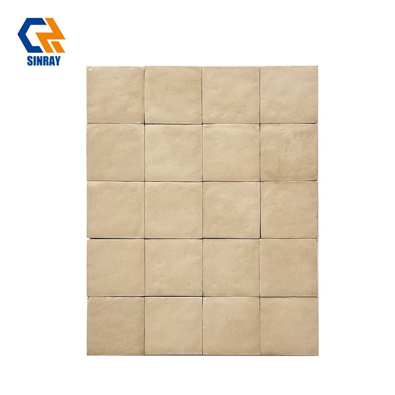 Square & Subway Format Cracked Ice Terracotta Tiles, Natural Earthy Burnt Orange & Cream Shades Mold-Proof Wall Tiles for Boutique Hotel Spa Resort Renovation Projects