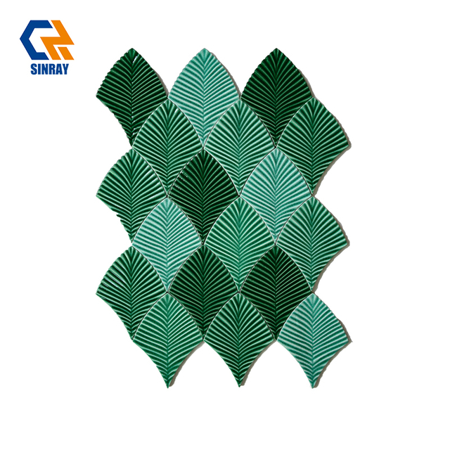 Banana Leaf Collection Large Format Tropical Porcelain Mural Tiles, Natural Gradient Jungle Banana Leaf Pattern Soft Matte Non-Porous Wall 