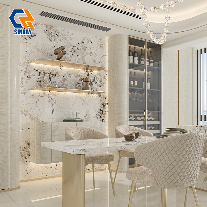90180TRS-715 High Temperature Resistant Sintered Stone Slabs, Anti-Fouling Stain Repellent Compact Stone Panels Ideal for Bar Tops and Cooking Counter Surfaces