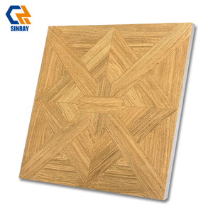 Rustic Modern 600x600mm 9mm Thick Anti Slip Acid Resistant Solid Wood Imitation Texture Interior Floor Wall Tiles Anti Bacterial