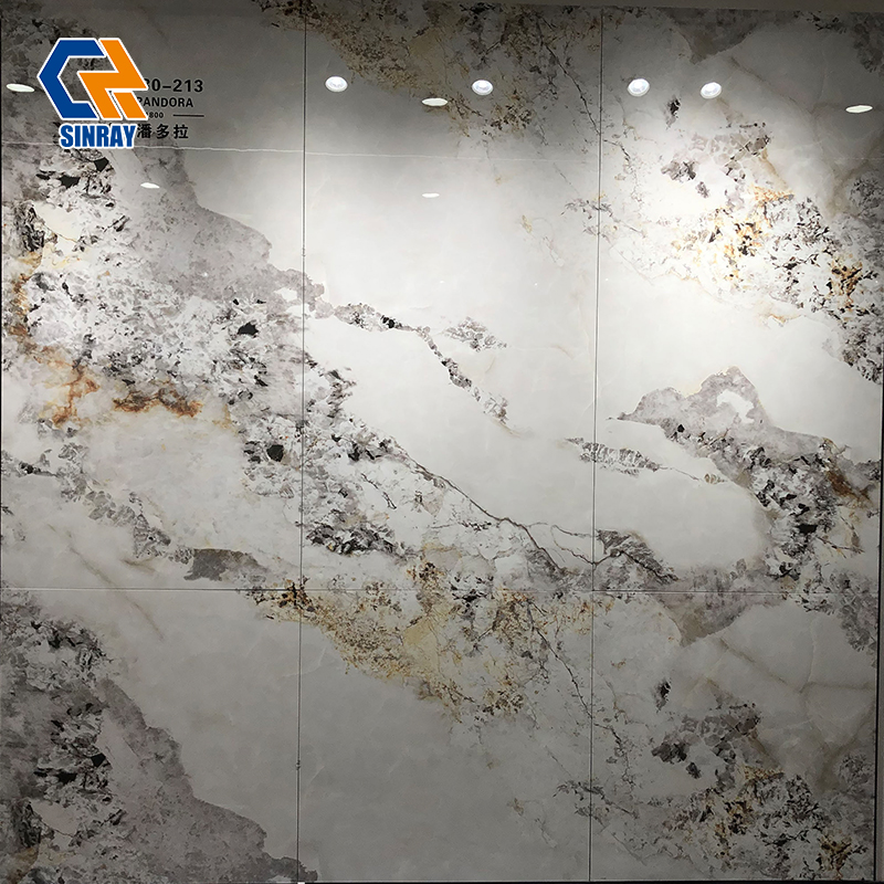 ZS90180-213 Large Through-Body Sintered Stone Slabs, High Mohs Hardness Anti-Scratch Heat Resistant Non-Porous Stone Panels for Countertops, Wall Panels and Indoor Flooring