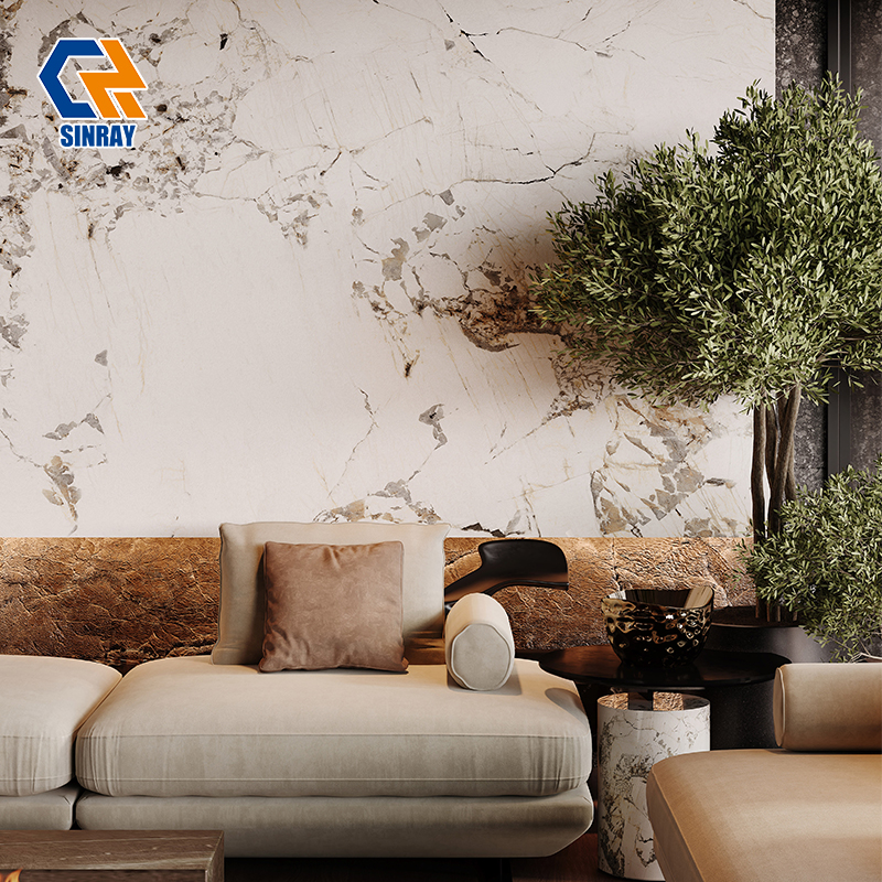 ZS927122 Soft Matte Anti Fingerprint Sintered Stone Slabs, Shock Resistant Easy Daily Maintenance Stone Material for Modern Household and High Foot Traffic Retail Shops